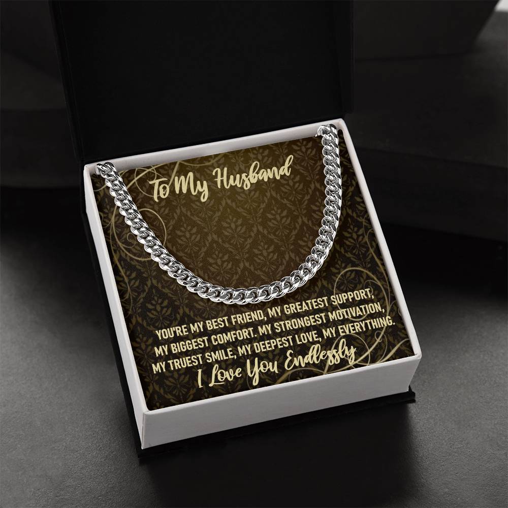 To My Husband I Love My Everything Chain Necklace Cuban Link Chain