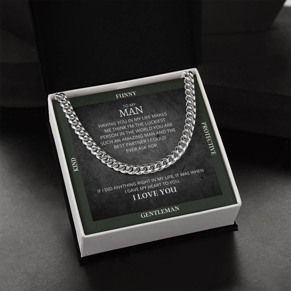 I Gave My Heart To You Cuban Link Chain Necklace Forest Original