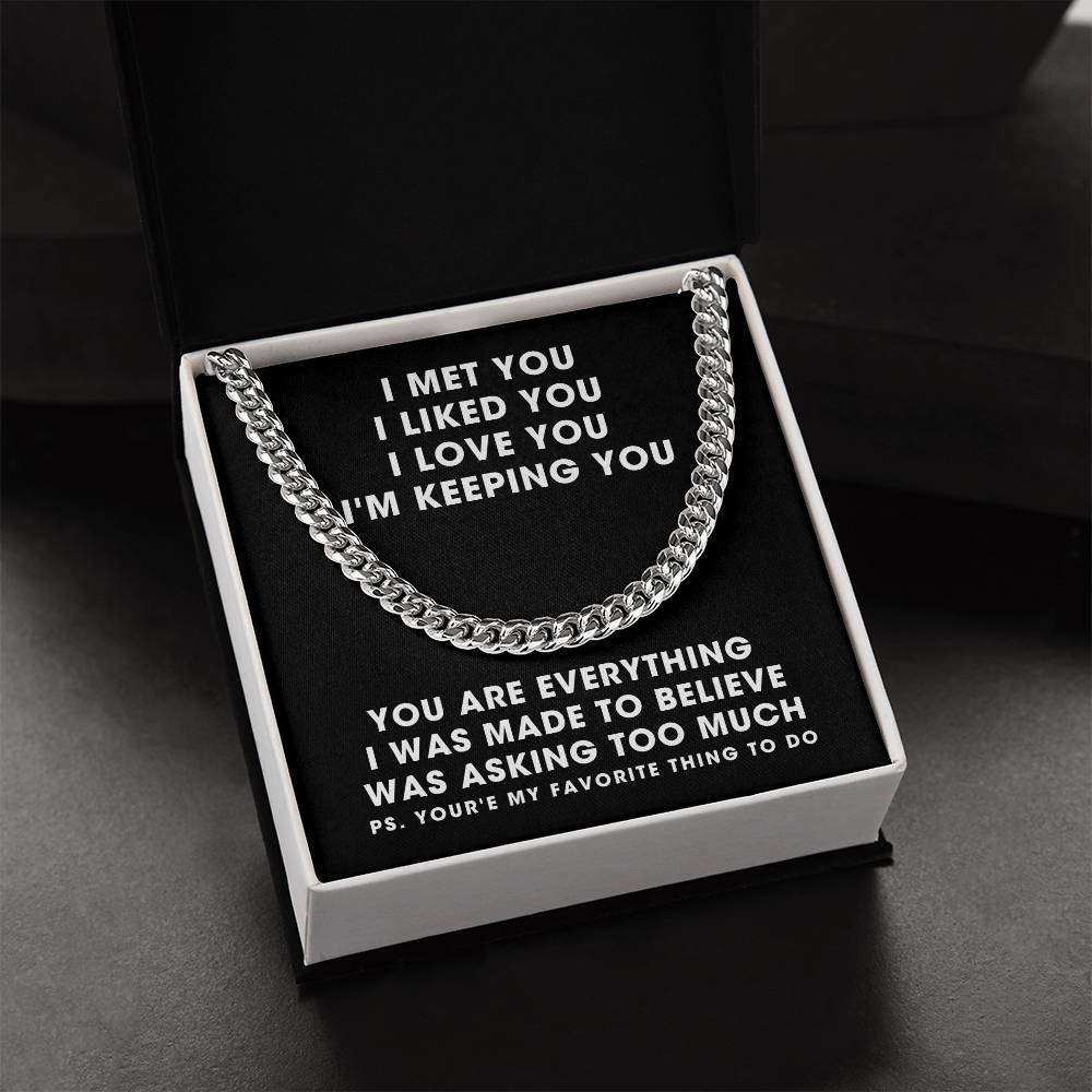 To Boyfriend For My Husband Men Cuban Link Chain Gold And Silver Anniversary 1 2 3 4 5 Just Because Christmas Gift Sto