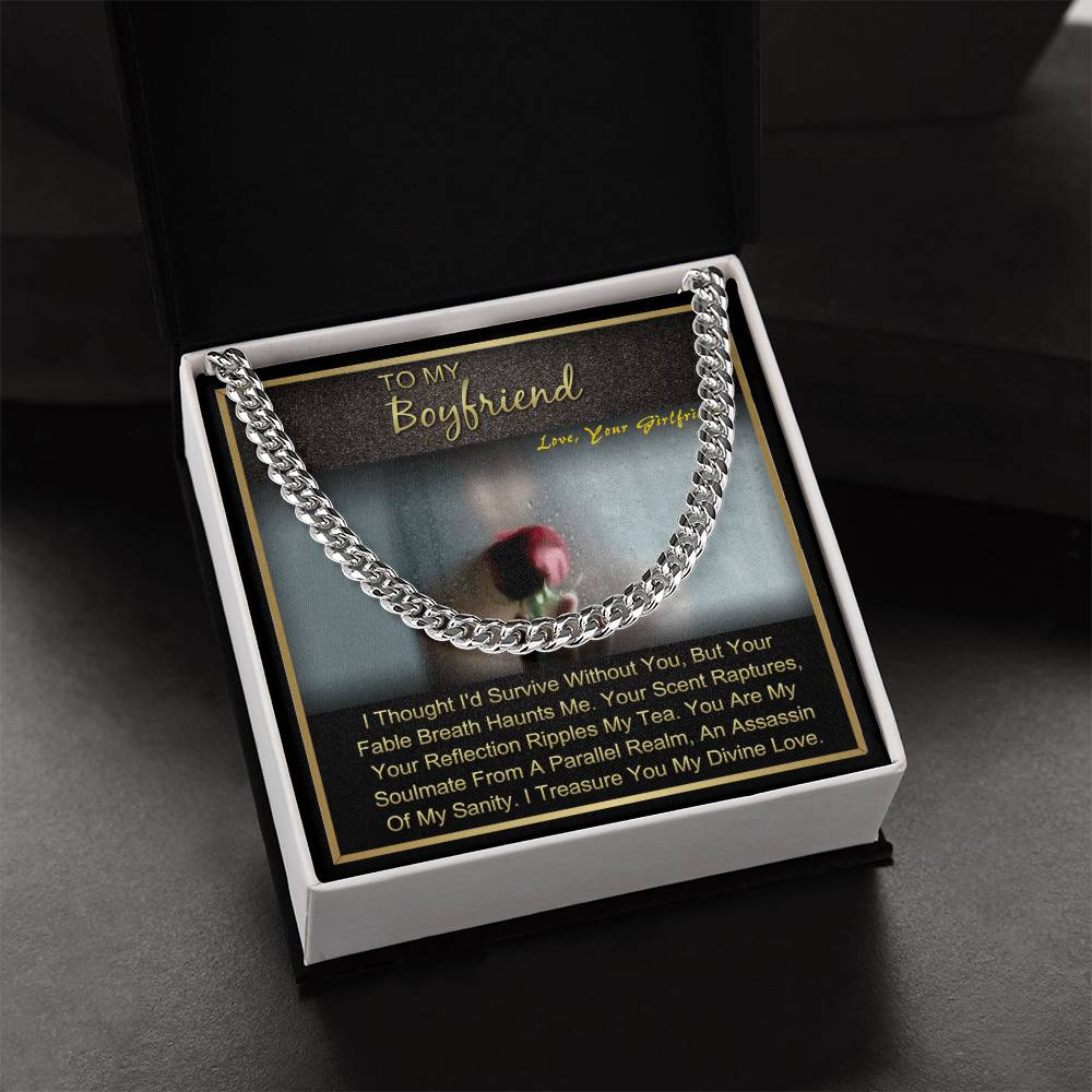 Gift For Boyfriend Anniversary Birthday Christmas Long Distance Chain Necklace With Message Card Cuban Link Chain