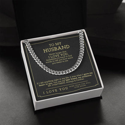 To My Man Chain Necklace Boyfriend Gift From Girlfriend Anniversary Gift Boyfriend Birthday Cuban Link Chain