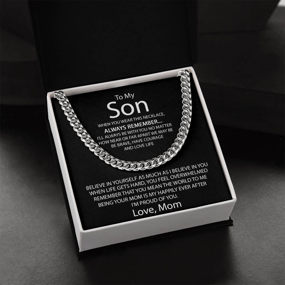 To My Son - Proud Of You Gift For Son From Mom Sentimental Gift For Son Cuban Link Chain