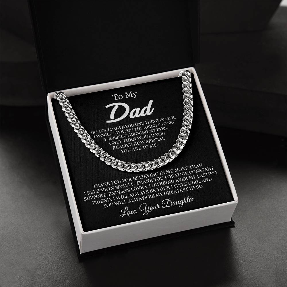To My Dad Cuban Chain Necklace Sentimental Gift For Dad From Daughter Dad Birthday Gift Idea Father's Day Gift Cuban Link Chain