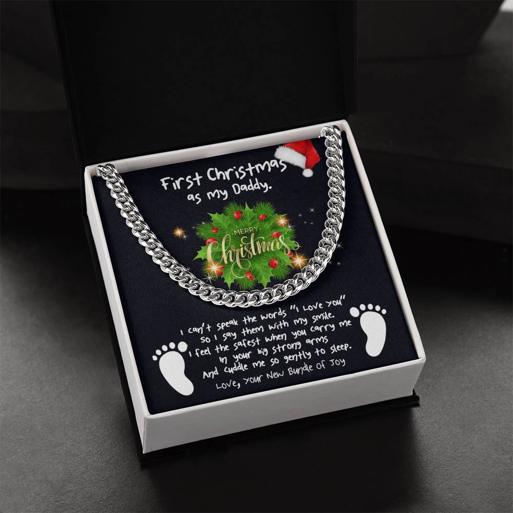 First Christmas Daddy Cuban Link Chain