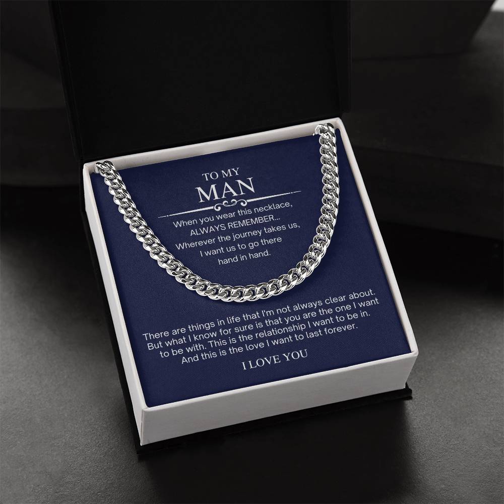 To My Man Valentine's Day Cuban Chain Necklace Cuban Link Chain