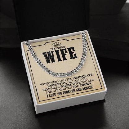 To My Badass Wife - Remember Whose Wife You Are - Cuban Link Chain Necklace