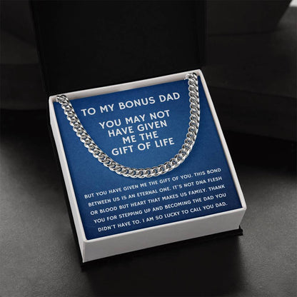 Step Dad Gift From Step Daughter Bonus Dad Gift From Bonus Son Fathers Day Sentimental Gift For Stepped Up Dad Cuban Link Chain