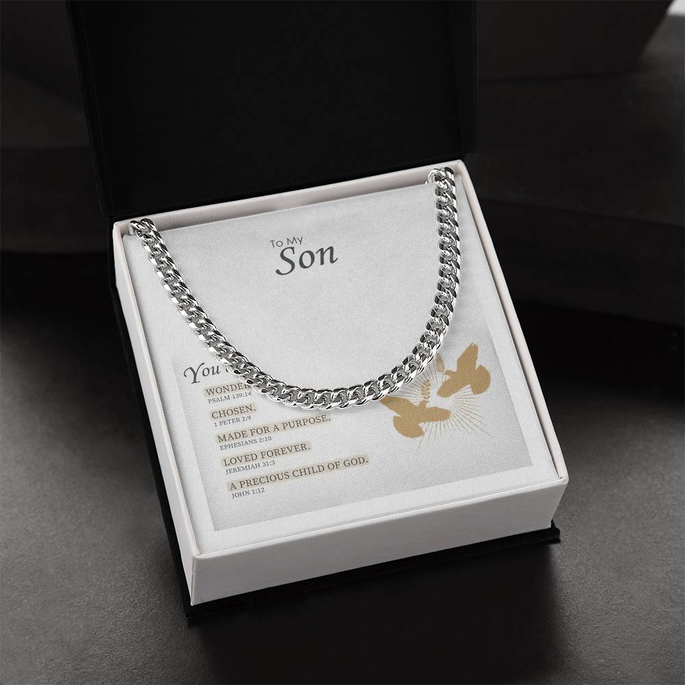 Gift For Son You Are Wonderful Chosen Made For A Purpose Cuban Link Chain Necklace