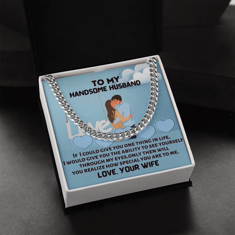 To My Dear Handsome Husband Cuban Link Chain