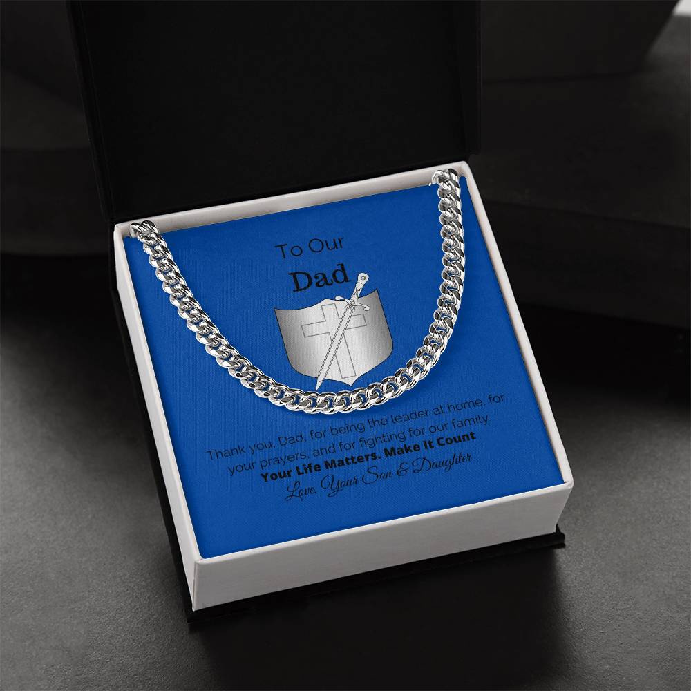 To Our Dad Gift For Him Cuban Link Chain Necklace Cuban Chain Necklace Stainless Steel 14K Yellow Gold Christmas Gift