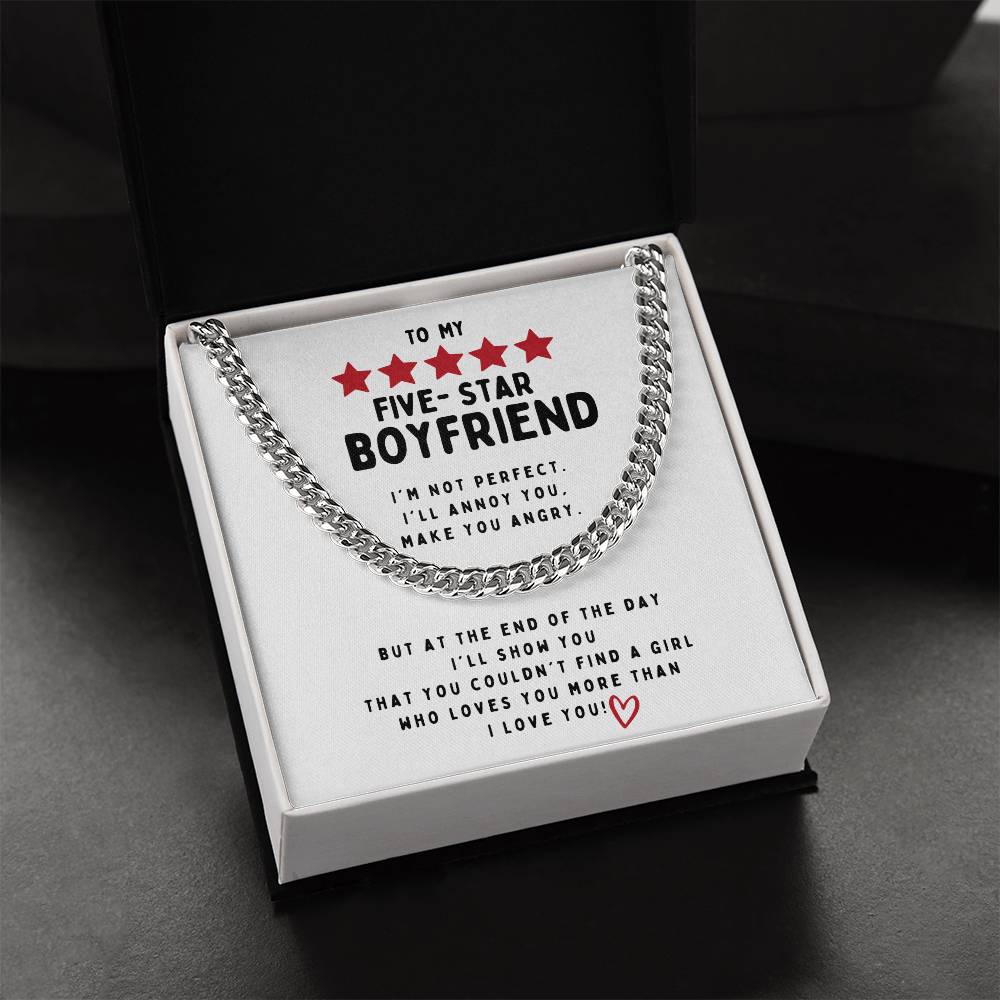 To My Five Star Boyfriend I Love Younecklace Cuban Link Chain