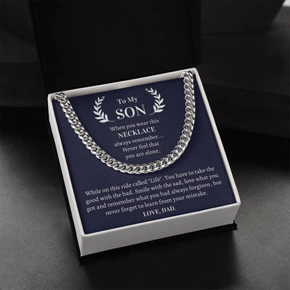 Gift For Son From Dad - Never Forget To Learn From Your Mistake Cuban Link Chain