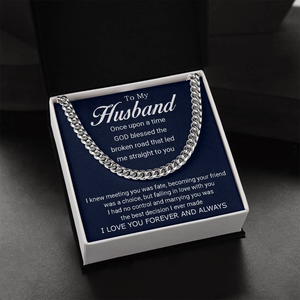To My Husband - Love You Forever - Cuban Link Chain Necklace + Mahogany Luxury Gift Box