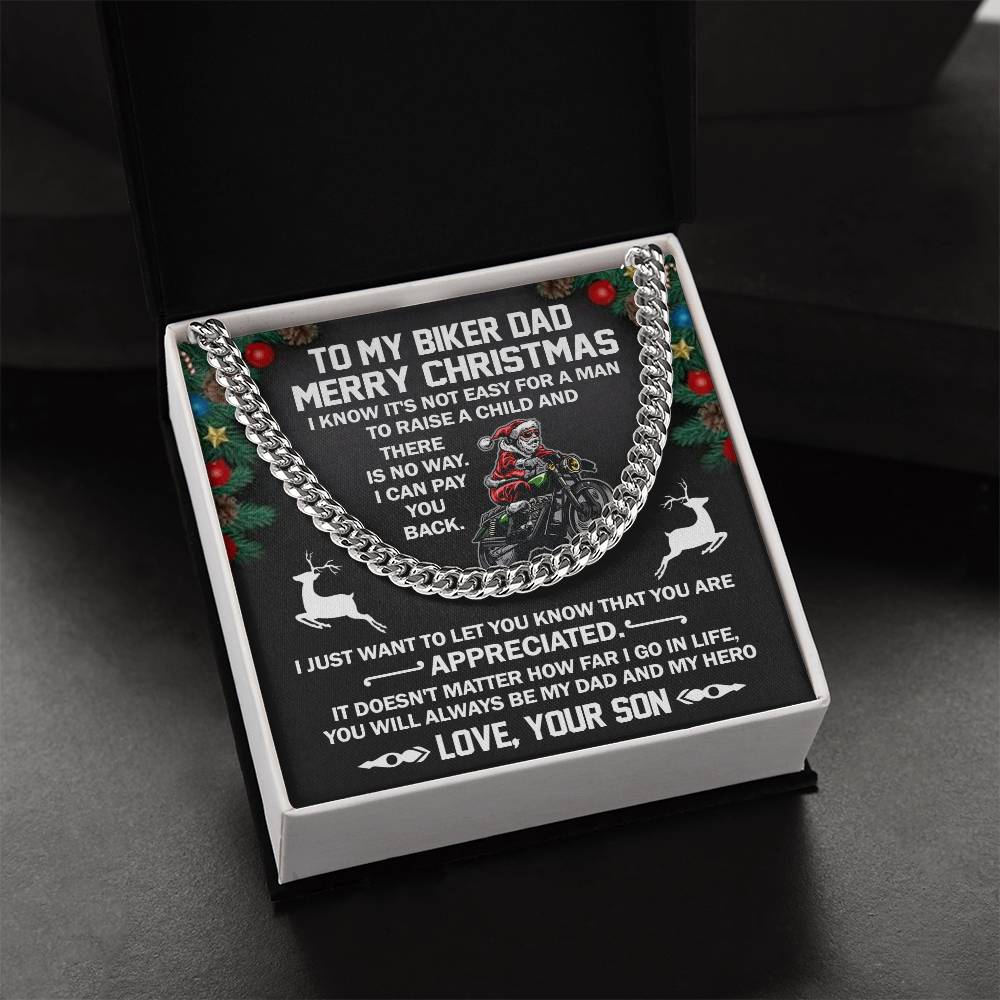 To My Biker Dad-Cuban Link Chain Necklace-Gift From Son