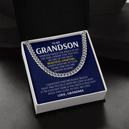 To My Grandson - Beautiful Chapters  Cuban Link Chain Necklace