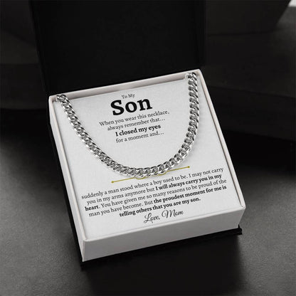 To My Son Chain Necklace Necklace For Son From Mom Gift For Him Birthday Graduation Cuban Link Chain