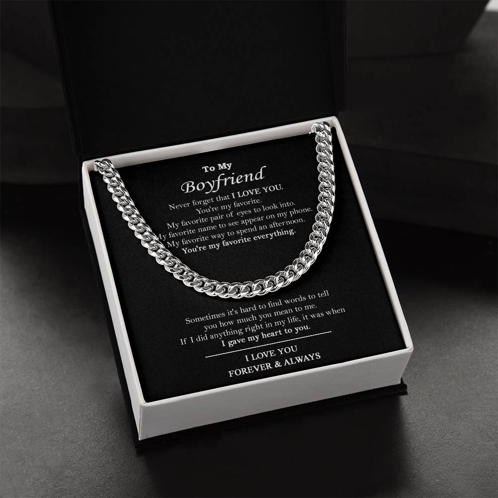 To My Boyfriend Chain Necklace Boyfriend Birthday Valentine's Day Gift Romantic Gift For Boyfriend Anniversary Gift Fo Cuban Link Chain