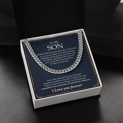 To My Son Cuban Chain Necklace Gift For Son From Mom Dad Cuban Link Chain