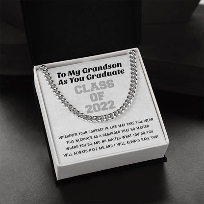Grandson Graduation Class Of 2022 High School Graduation College Graduation Gift For Grandson Mens Gold Cuban Link Cha Cuban Link Chain