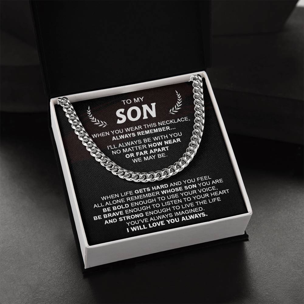 Gift For Son - Listen To Your Heart - Cuban Cuban Link Chain