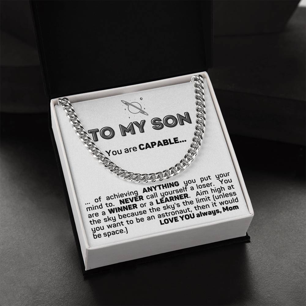 To My Son Cuban Chain Link Necklace Gift From Mom Cuban Link Chain