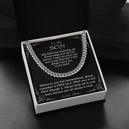To My Son - Pray Through It Gift For Son Religious Gift From Mom To Son Son's Birthday Christmas Gift Cuban Link Chain
