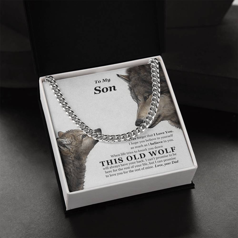 I Believe In You This Old Wolf Dad Gift For Son Cuban Link Chain Necklace