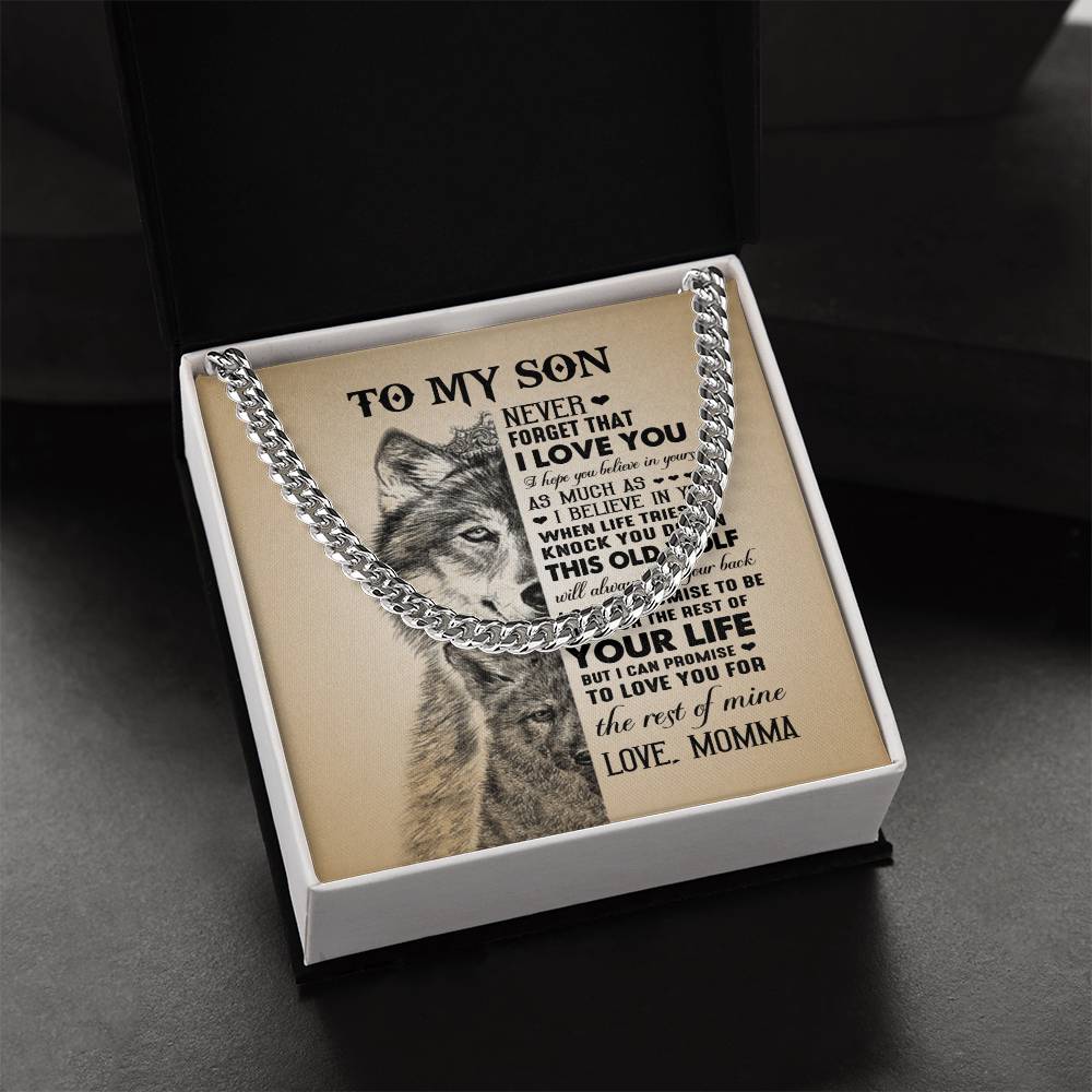 To My Son Cuban Link Chain Necklace