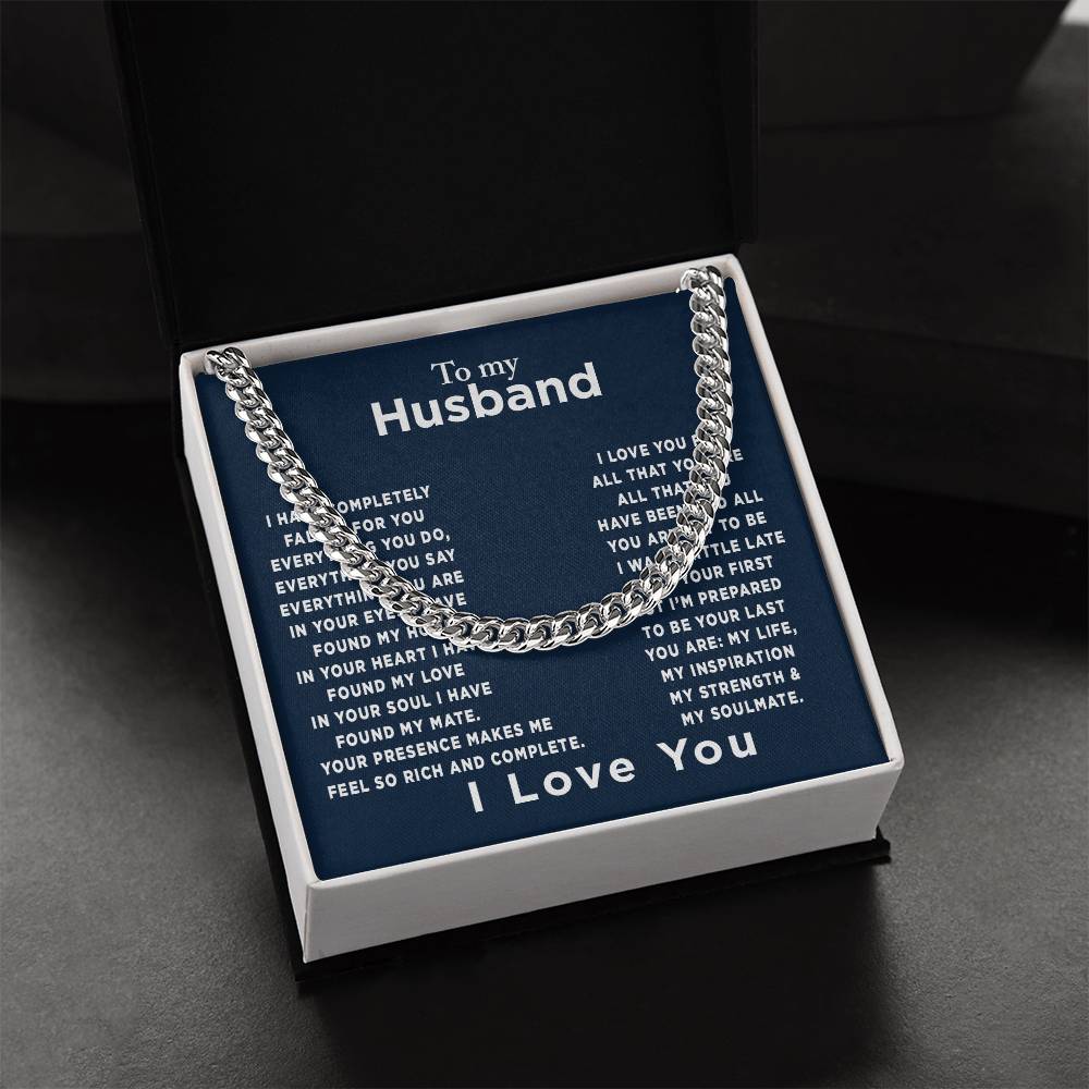 To My Husband - Meeting You Was Fate - Gift For Father's Day Birthday Anniversary - Gift For Husband Gift For Boyfrien Cuban Link Chain