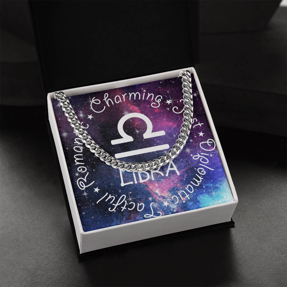 Cuban Link Chain Necklace - Libra Theme