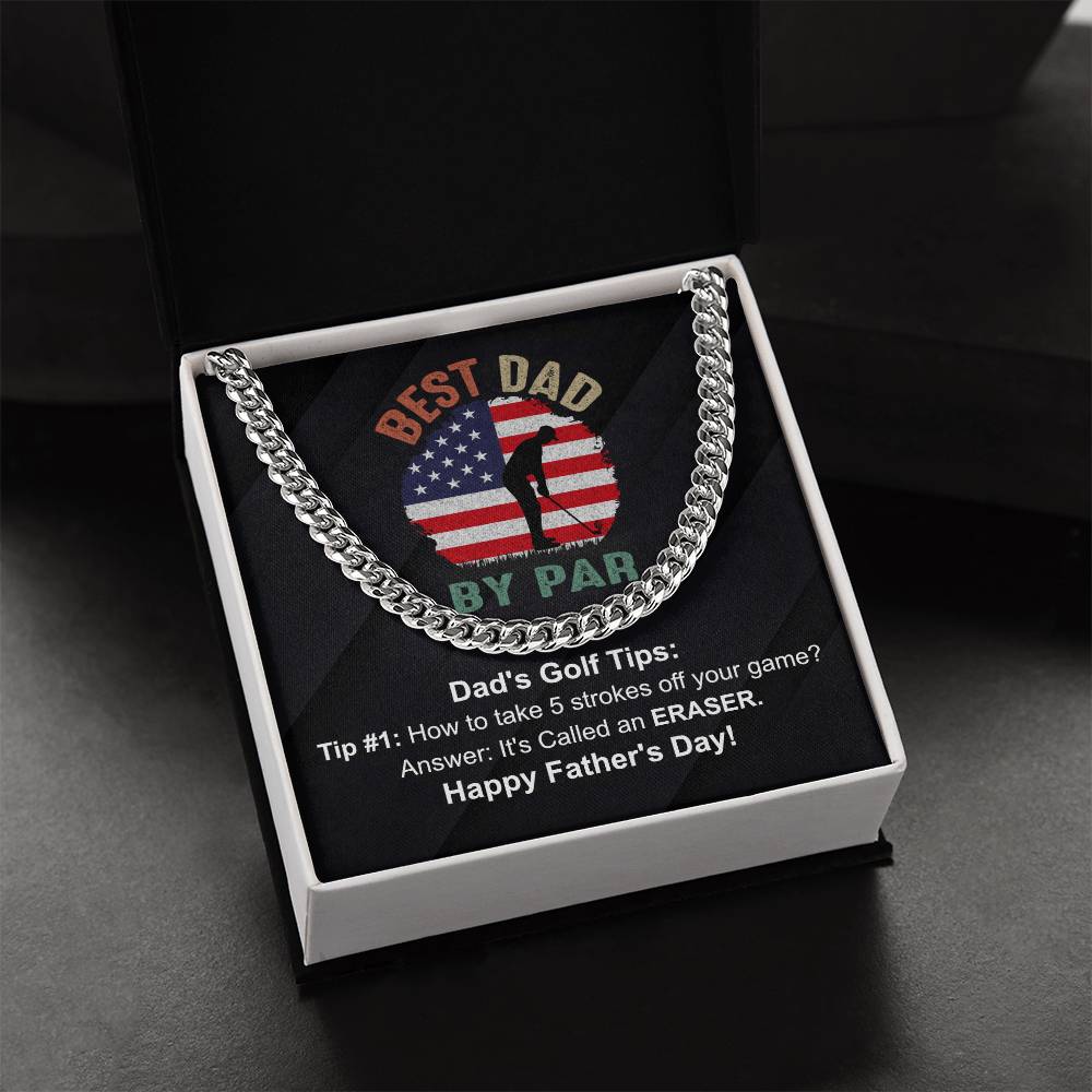Golf Joke Necklace - Father's Day Gift Cuban Link Chain