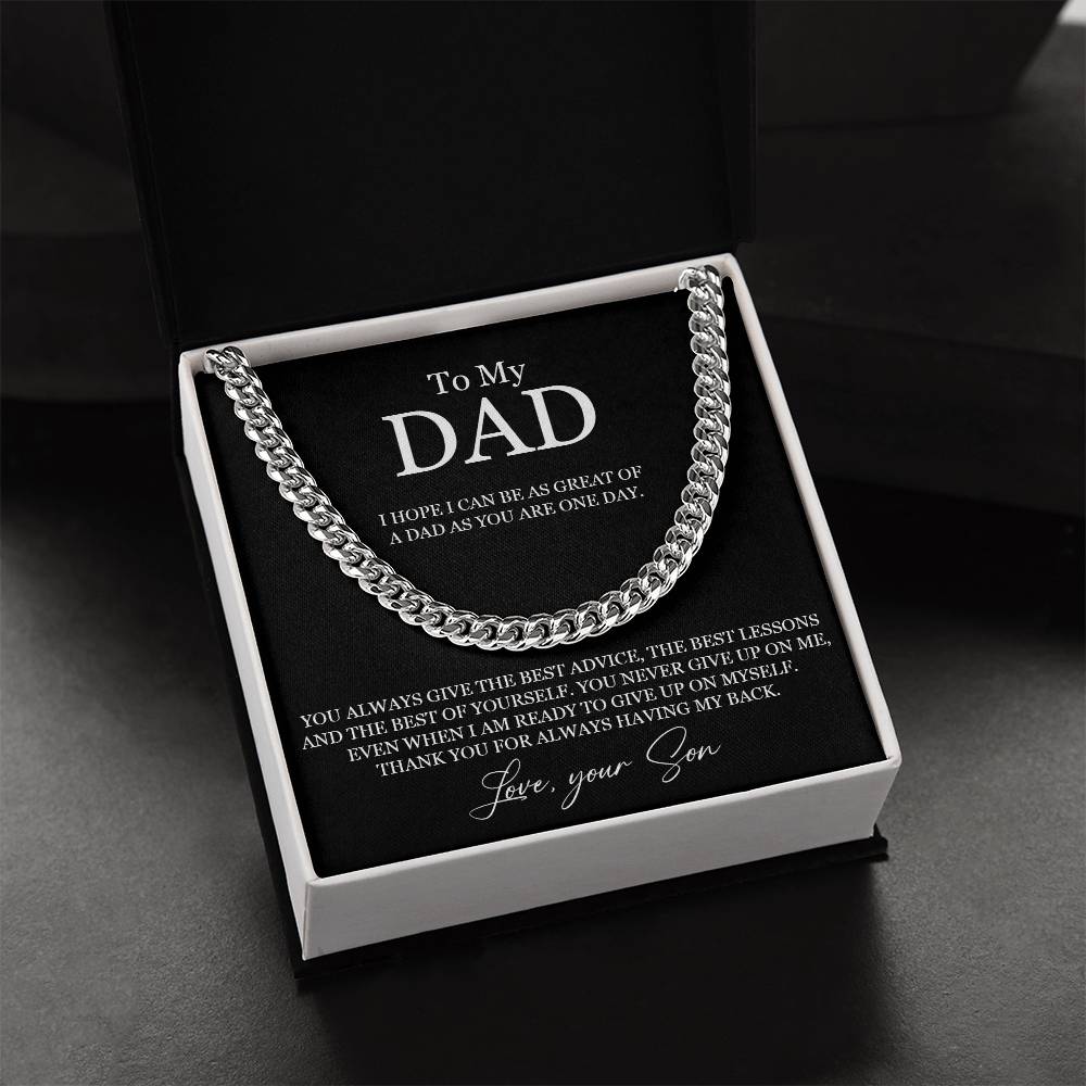 To My Dad Chain Necklace Gift For Dad From Son Dad Birthday Gift Father's Day Gift Cuban Link Chain