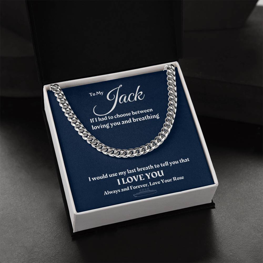 To My Boyfriend Cuban Link Chain Titanic Necklace Valentines Gift For Him Anniversary Gift For Boyfriend