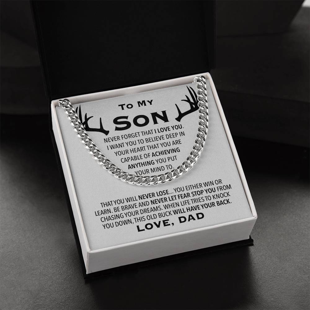 To My Son Link Chain Necklace Cuban Link Chain