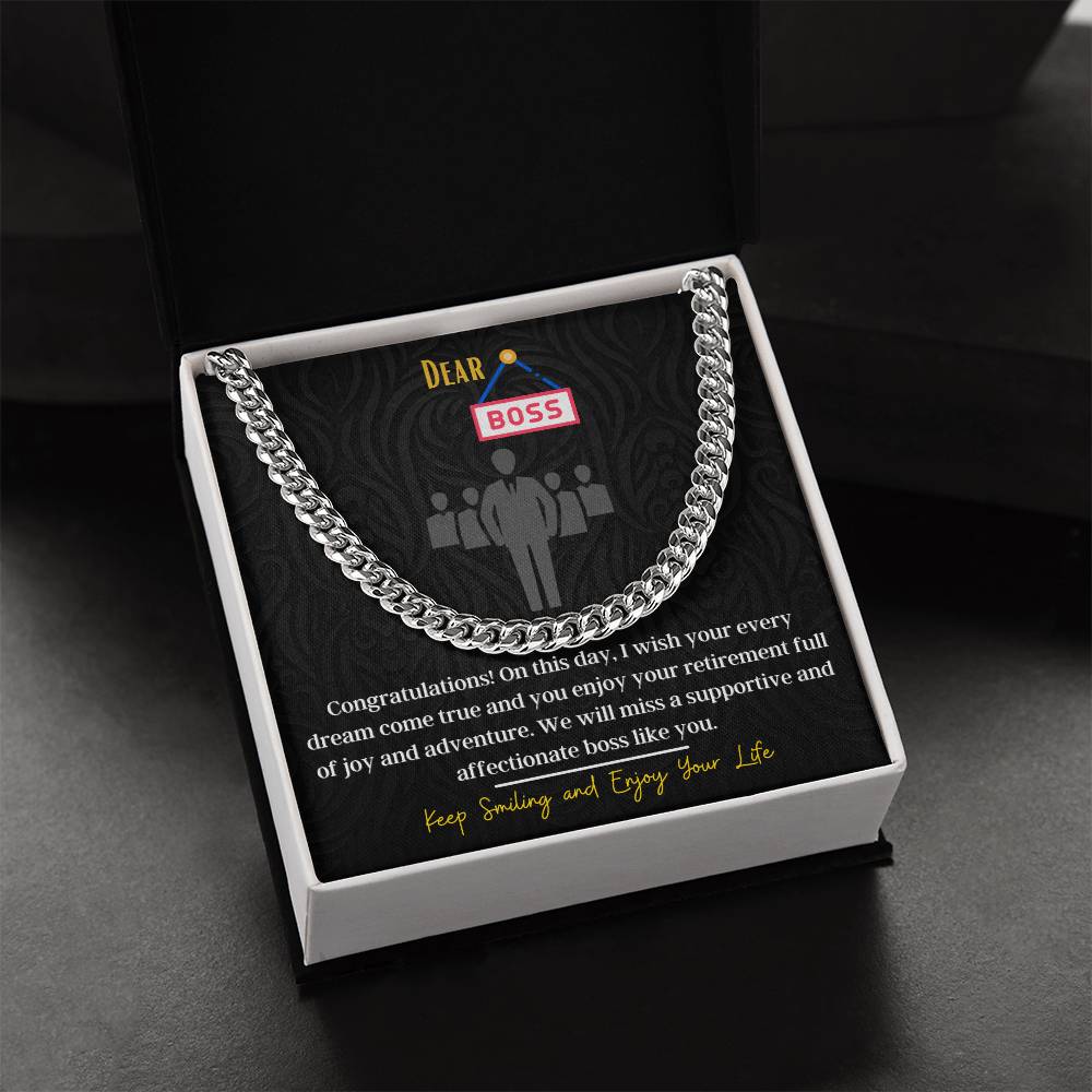 Retirement Gifts For Boss Cuban Link Chain Necklace Retirement Wishes And Gift For Boss