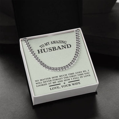 For Husband- Birthday  Anniversary Gift  Message Card Jewelry Cuban Link Chain