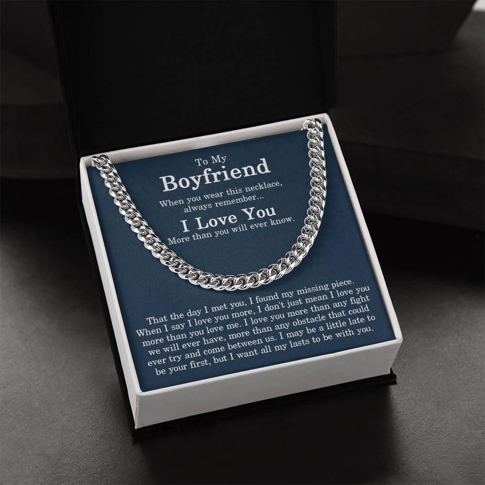 To My Boyfriend Cuban Chain Necklace Sentimental Gift For Boyfriend From Girlfriend Men Chain Necklace For Him Valenti Cuban Link Chain