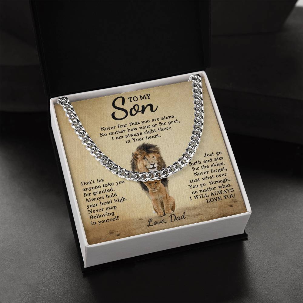 To My Son Cuban Chain Necklace Dad To Son Necklace Sentimental Gift For Son Cuban Link Chain