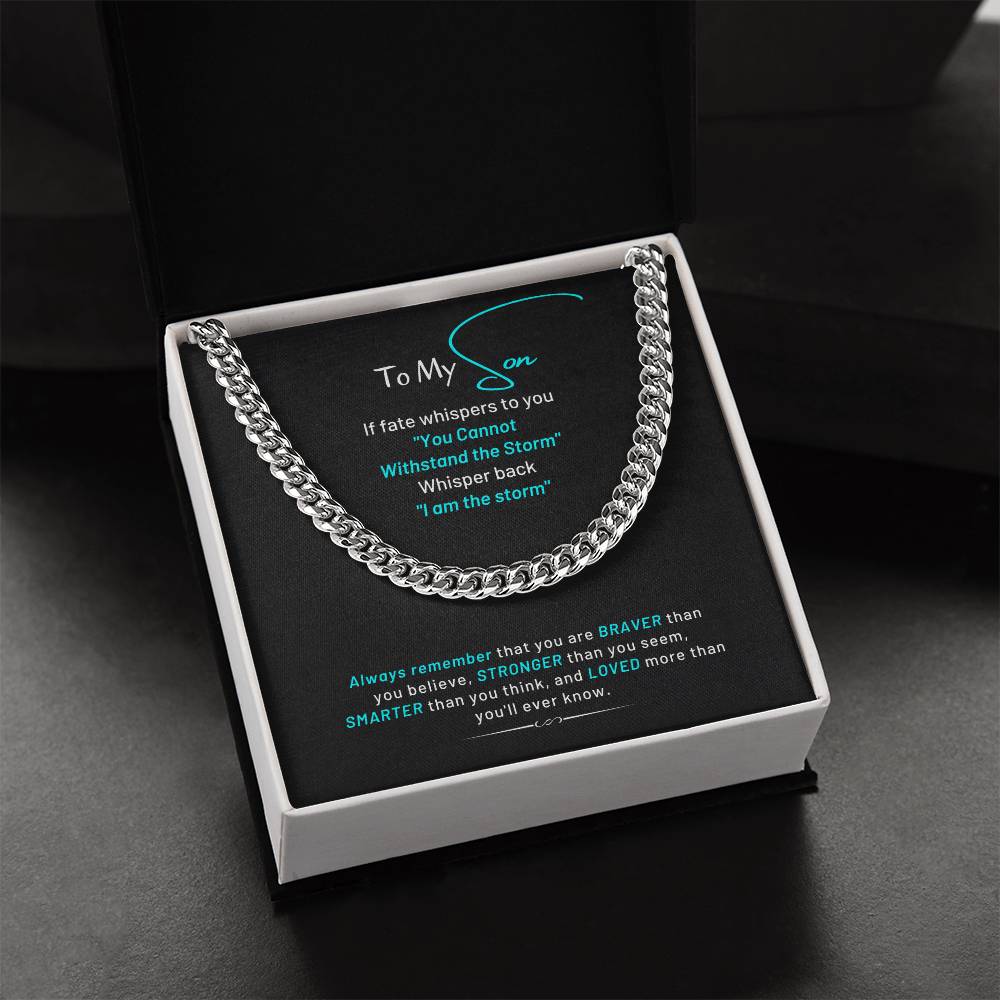 To My Son I Am The Storm Cuban Chain Link Necklace Cuban Link Chain