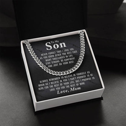 To My Son - Never Forget That - Cuban Link Chain Necklace
