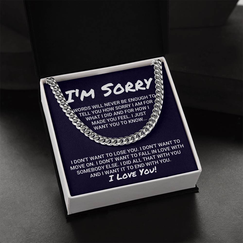 Sorry Apology Necklace Cuban Link Chain