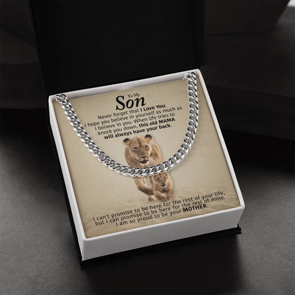 My Son - Will Always Have Your Back  Cuban Link Chain Necklace