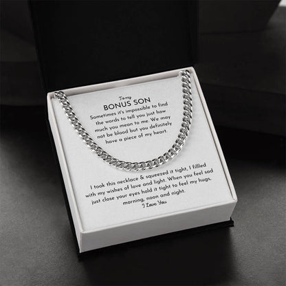 To My Bonus Son Necklace Christmas Gifts For Bonus Son Stocking Stuffers For Teenage Boys Chosen Family Stepson Gift C Cuban Link Chain