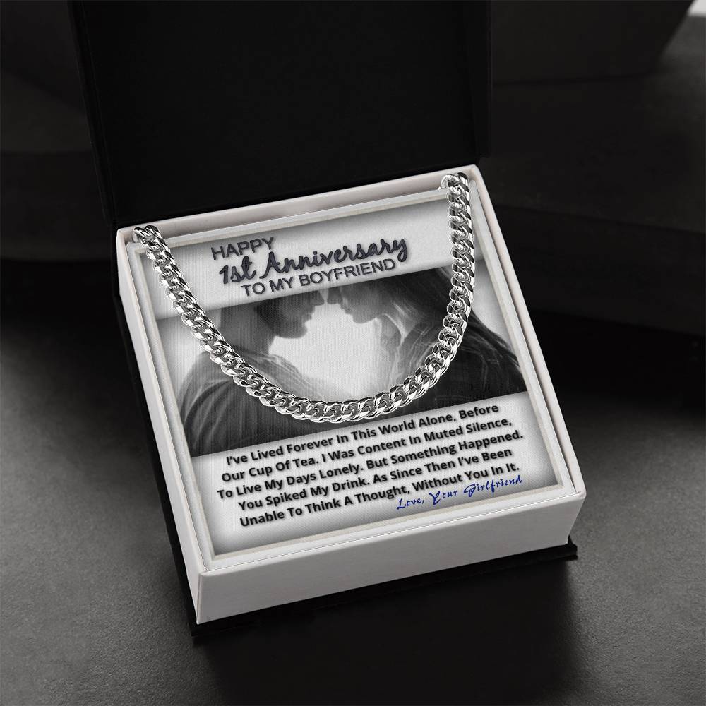 One Year Anniversary Gifts For Boyfriend Link Chain Necklace In Stainless Steel Or 14K Gold Finish Cuban Link Chain