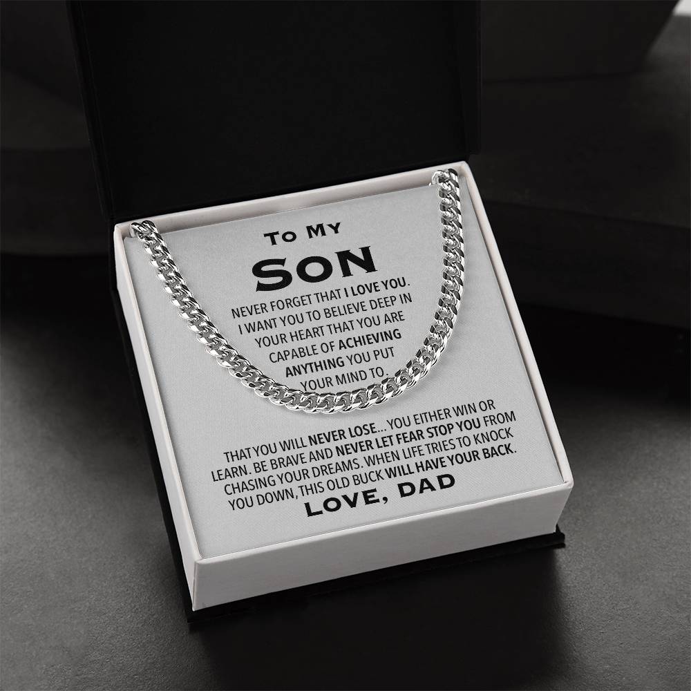 To My Son Gift From Dad Cuban Link Chain Necklace For Son Son Birthday Christmas Gift For Son