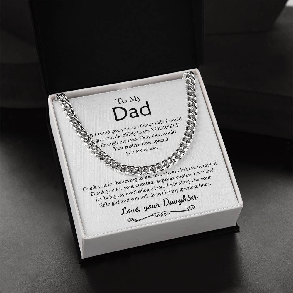 To My Dad Chain Necklace Personalized Gift For Dad From Daughter Birthday Gift For Dad Father's Day Gift Cuban Link Chain