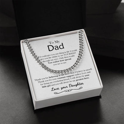 To My Dad Chain Necklace Personalized Gift For Dad From Daughter Birthday Gift For Dad Father's Day Gift Cuban Link Chain