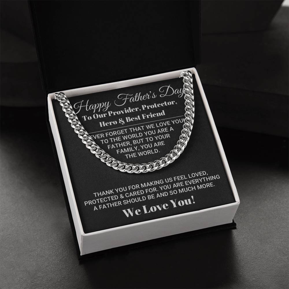 Our World Father's Day Necklace Cuban Link Chain