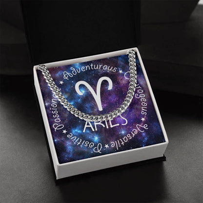 Cuban Link Chain Necklace - Aries Theme
