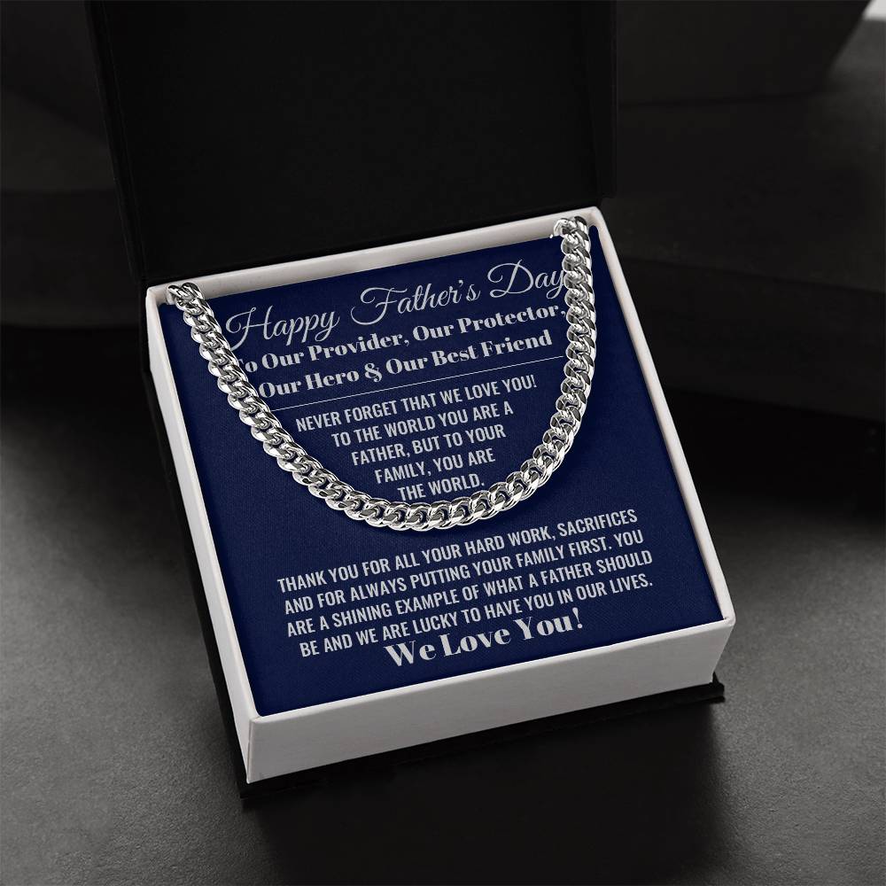 Our World Father's Day Necklace Cuban Link Chain
